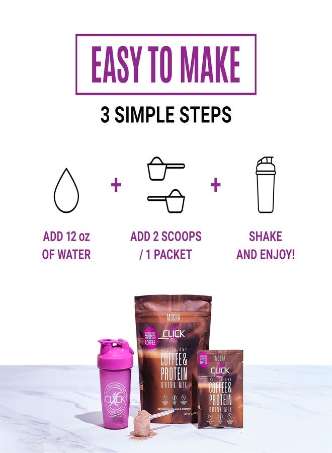 Click Coffee Protein, Protein & Real Coffee All-in-One, Meal Replacement Nutrition Drink, Mocha Flavor, 23 Essential Vitamins, Double Shot Espresso Coffee, Hot or Cold, 15.8-Ounce - Image 2